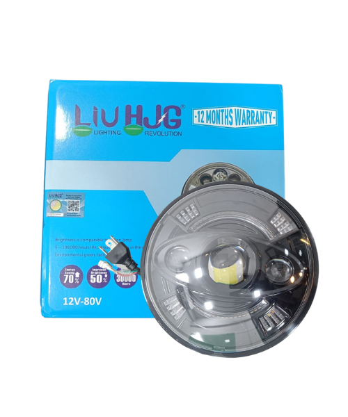 7 Inch 90W Round LED Headlight High Low Beam DRL for Royal Enfield All Models