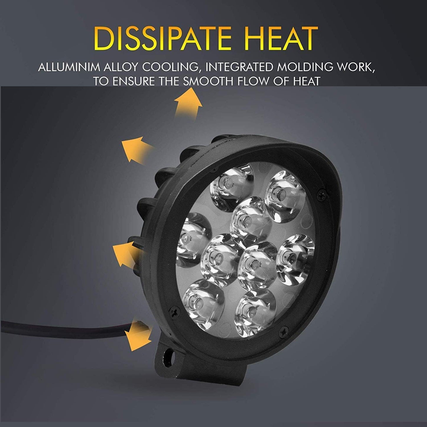 9 LED Fog Light for Cars and Bikes (Fog Light Pair with Normal Switch)