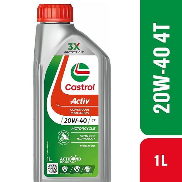 Castrol Active 4T 20W 40 Engine Oil 1L with Oil Filler Cap Advance ragillyspare