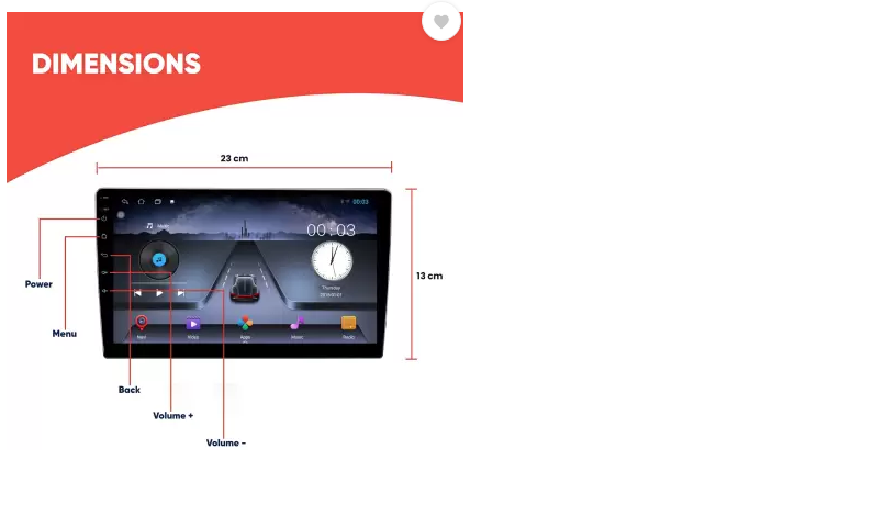Modrive Bolero Android Player, Screen Size: 9 Inch - Modrive IPS-SCREEN MKT 9 Inch(23cm)(1280 HD)Universal Car Android/Multimedia Player| Car Stereo (Double Din)
