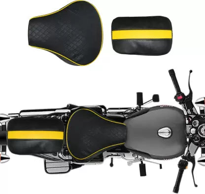 ANK BULLET Fancy Seat Cover With Extra Foaming Black & Yellow For Classic , Classic Chrome Split Bike Seat Cover For Royal Enfield Classic, Classic 350, Classic 500, Classic Chrome, Classic Desert Storm