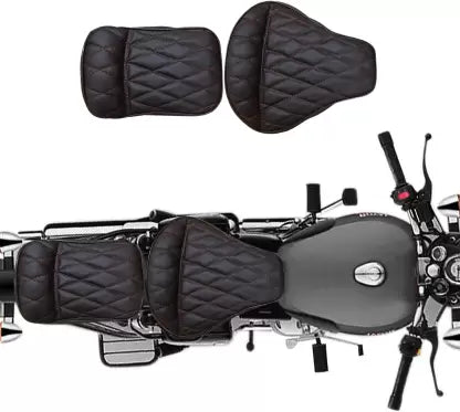 ANK Brown Leatherite Durable & Comfortable Seat Cover Fancy With Extra Foaming For Royal Enfield Classic , Classic Chrome Split Bike Seat Cover For Royal Enfield Classic, Classic Chrome, Classic 500