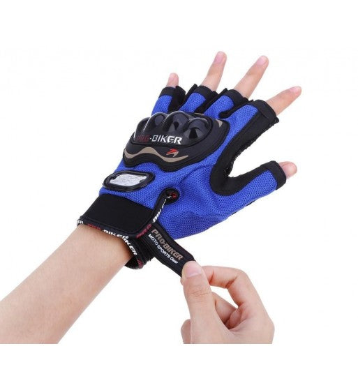 MOTORCYCLE GLOVES OUTDOOR SPORTS HALF FINGER (BLUE, XL)