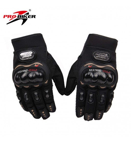 FULL RACING MOTORCYCLE GLOVES (BLACK, MEDIUM)