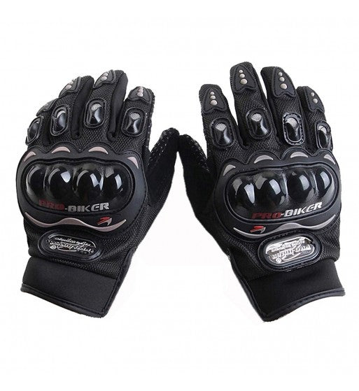 FULL RACING MOTORCYCLE GLOVES (BLACK, MEDIUM)
