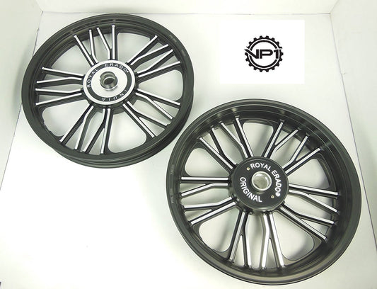15 Harley "Y" Style Alloy Wheels for Royal Enfield Classic 19''/17'' (Set of 2, Black)