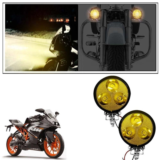 3 Led Yellow Motorcycle Light Bike Fog Lamp Light
