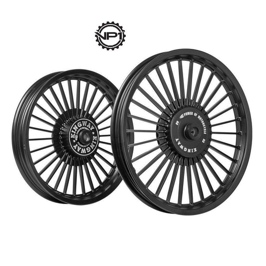 30 Spokes Bike Alloy Wheel Set of 2 19/18 Inch Black-Royal Enfield Classic 350 (Black)