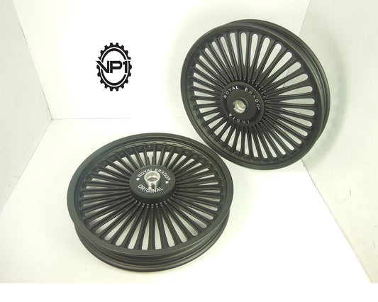 36 Spokes Alloy Wheels for Royal Enfield Classic 19''/18'' (Set of 2, Black)
