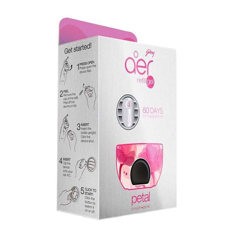 Godrej aer Click, Car Air Freshener Combo with machine - Petal Crush Pink (10g)