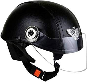 VP1 Women's Leather Open Face Helmet (Black)