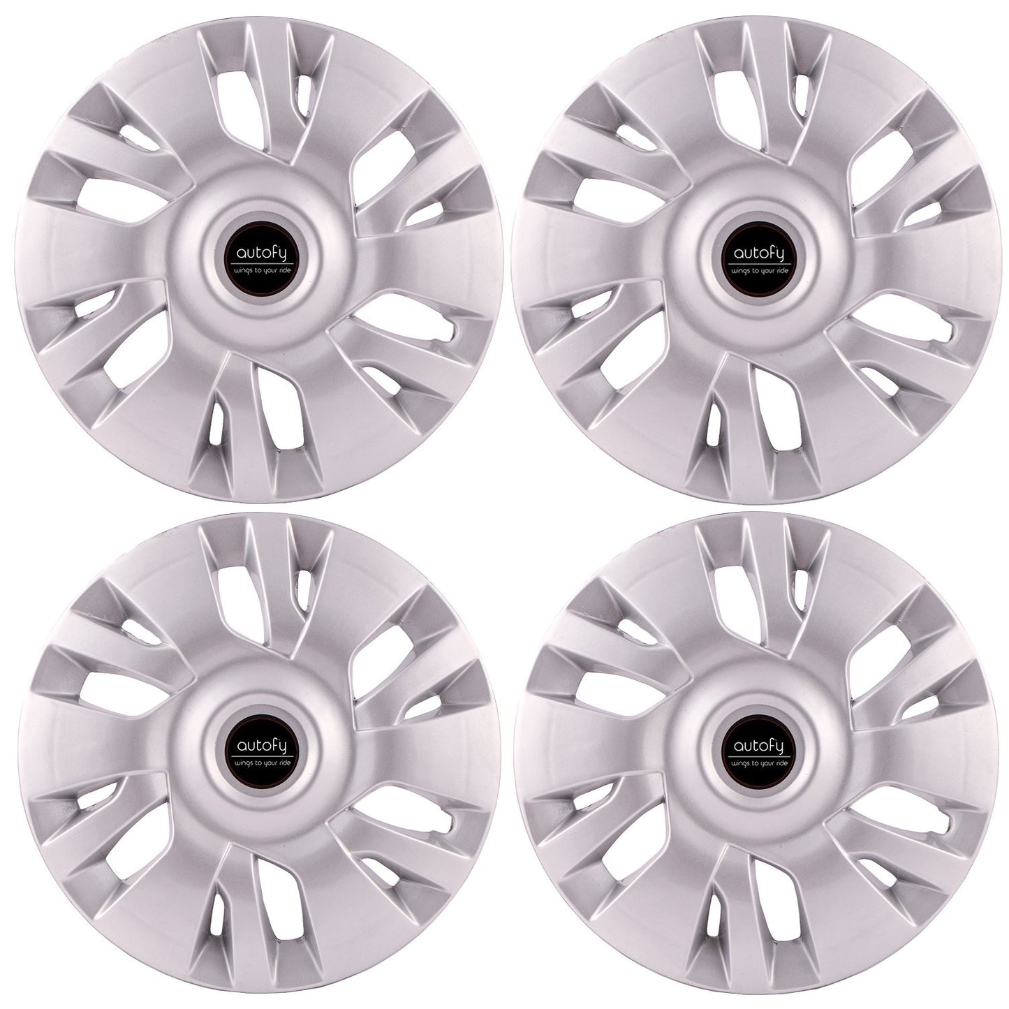 Autofy 12" 12 Spokes Snap-On Universal Wheel Cap Wheel Cover Hub Cap (Set of 4, Grey)