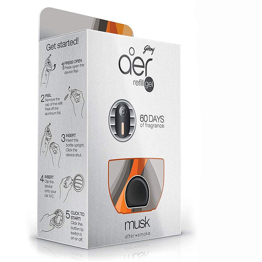 Godrej aer click Car Air Freshener Combo with machine -  Musk After Smoke