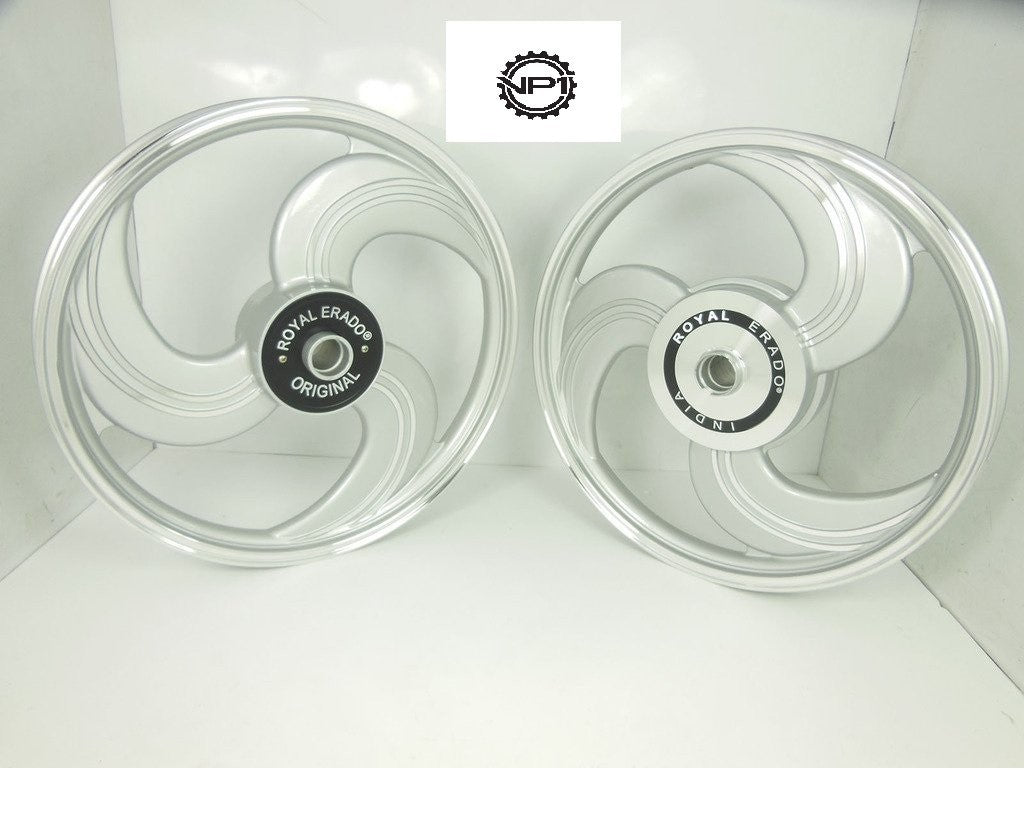 Ragilly Spoke Alloy Wheel for Royal Enfield Classic 19''/18'' (Pack of 2, Silver)
