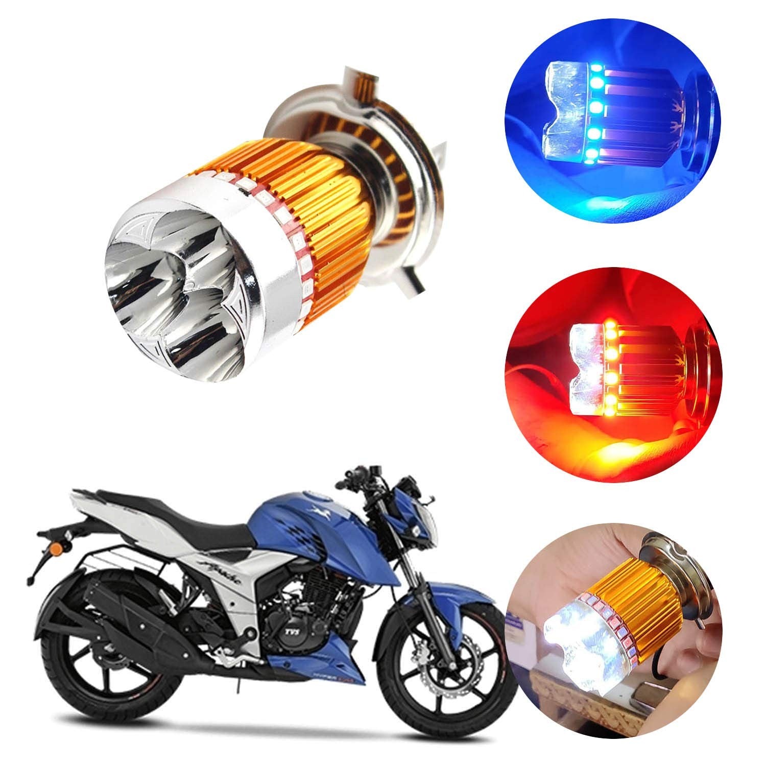 H4 Led Motorcycle Bike Headlight Bulb For Tvs Apache Rtr 160 4V ragillyspare