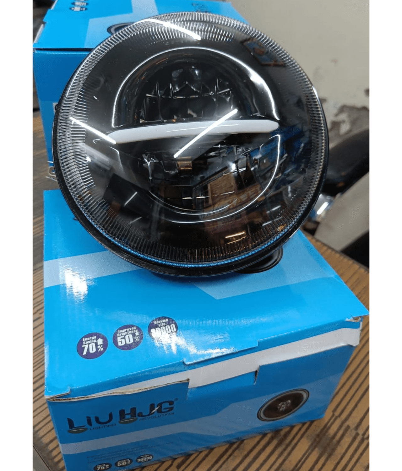 Smart LED 7inch Headlight 75-110W-12V (Original HJG Minus DRL Headlight for RE all models