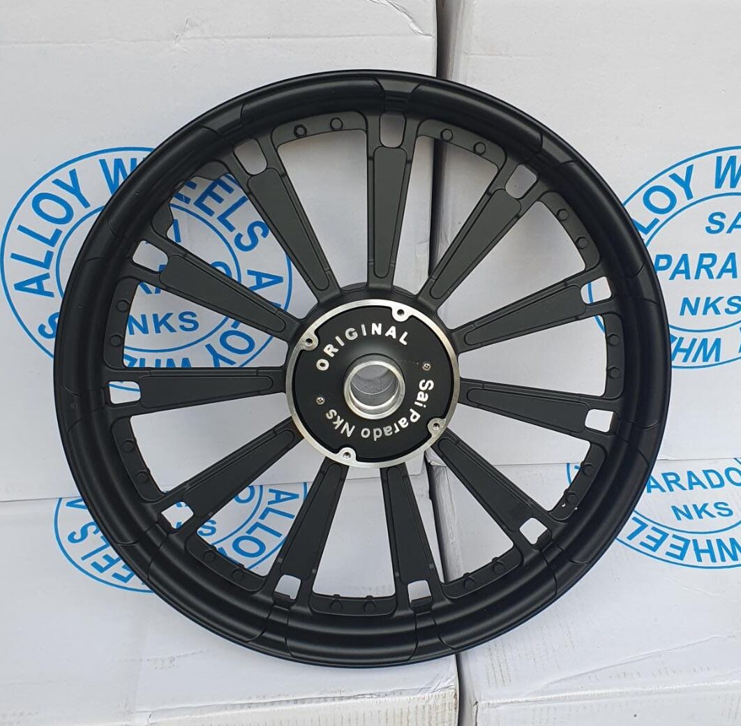Parado Alloy wheels Classic single disc 10 spokes full black with cuts inside