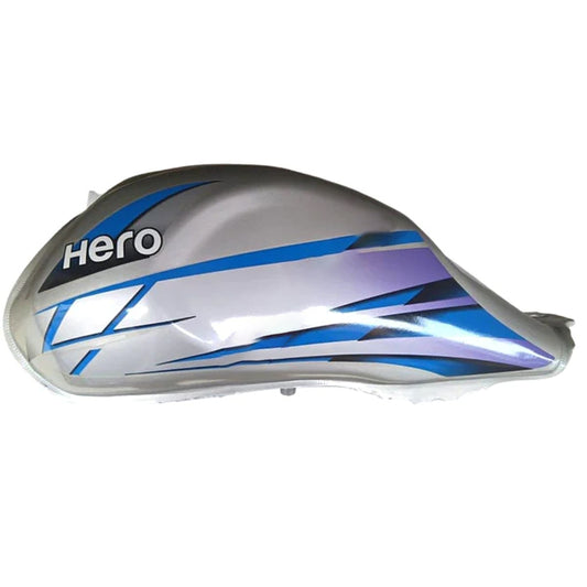 Petrol Tank for Hero HF Deluxe 2016 ( Silver/Blue)