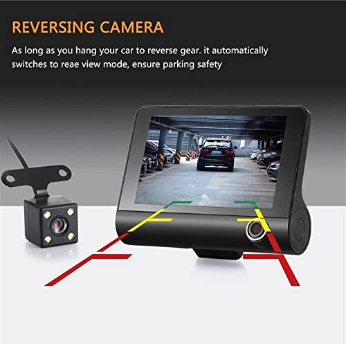 AUSHA 3 Channel Dash Camera Full HD 1080p, Front,Inside, Rear Camera | 170° Wide Angle | Night Vision | G-Sensor, Parking Monitor, and Loop Recording Dashboard Cam for Car Security