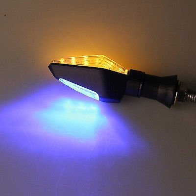 4pc Motorcycle Bike 12 LED Turn Signal Indicator Light Dual Color Blue and Amber For Bike Bike