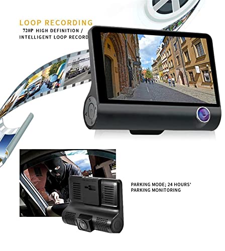 AUSHA 3 Channel Dash Camera Full HD 1080p, Front,Inside, Rear Camera | 170° Wide Angle | Night Vision | G-Sensor, Parking Monitor, and Loop Recording Dashboard Cam for Car Security