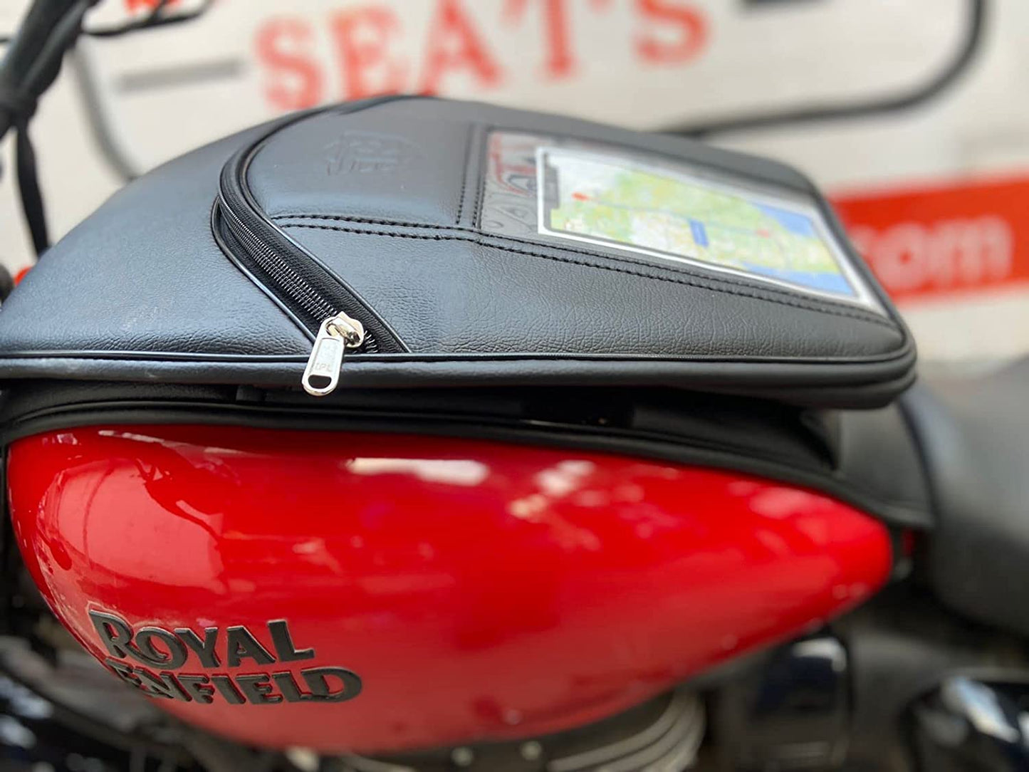 Royal enfield Tank covers Compatible with Classic 350/500/ Electra/Bullet/Standard Mobile Pocket Tank Leather Bag - (Black)