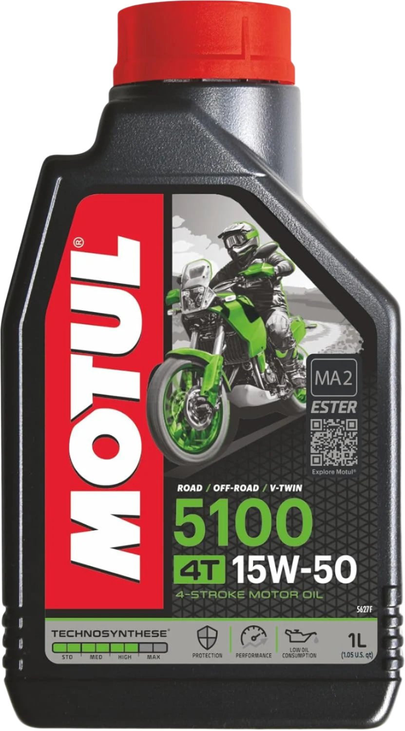 Motul 104080 5100 4T Hybrid 15W-50 Semi Synthetic Engine Oil for Bikes (1 L)