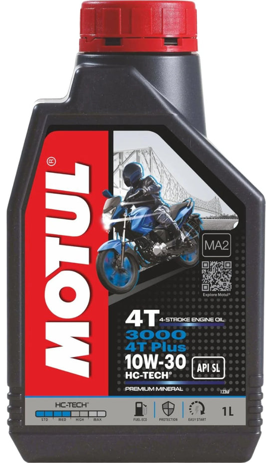 Motul 3000 4T Plus 10W30 Engine Oil for Bikes (1 L)