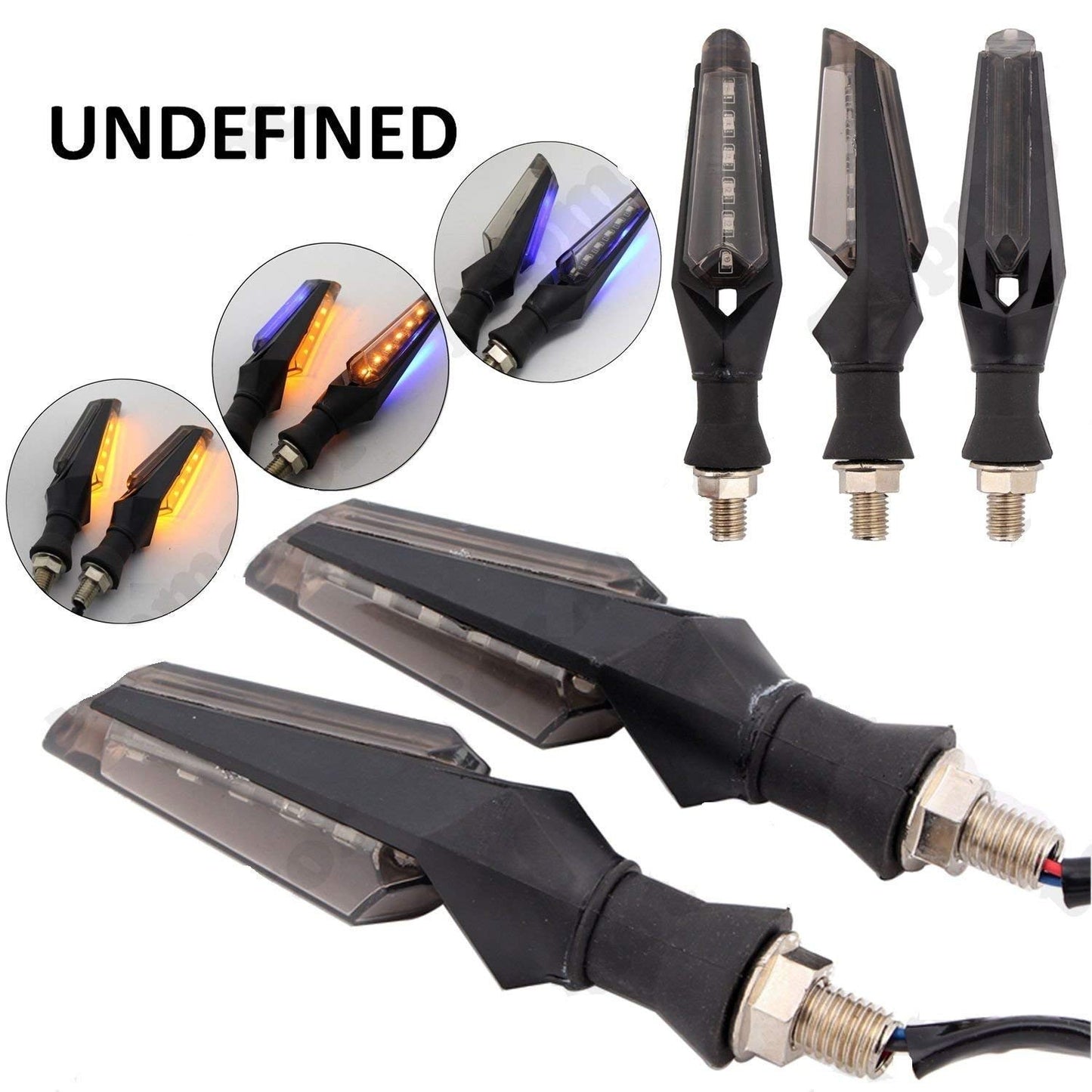 4pc Motorcycle Bike 12 LED Turn Signal Indicator Light Dual Color Blue and Amber For Bike Bike