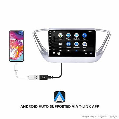 DBASE 9 Inches Advanced Car Radio Receiver Android 10 System for Hyundai New Verna with 4GB/64GB RAM & ROM with Wireless Apple Carplay, Android Auto and 4K Video Display + HD Reverse Parking Camera