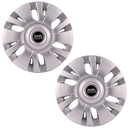 Autofy 13" 12 Spokes Snap-On Universal Wheel Cap Wheel Cover Hub Cap (Set of 4, Grey)