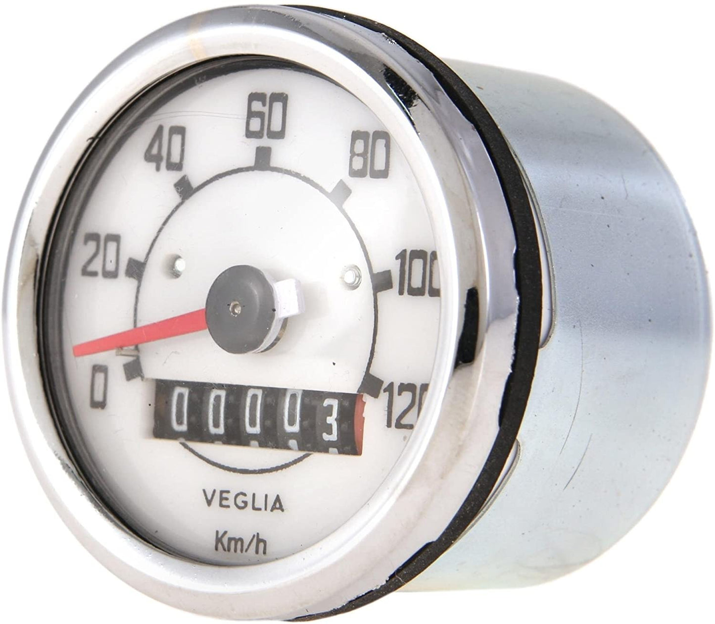 Vespa 50 N / L/R / S 52 Bajaj Super MM Diameter / 90 / H -120KM, Speedometer Dial: White, Dial: Black, Tachoring: chrome