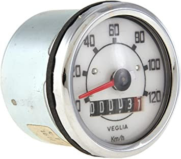 Vespa 50 N / L/R / S 52 Bajaj Super MM Diameter / 90 / H -120KM, Speedometer Dial: White, Dial: Black, Tachoring: chrome