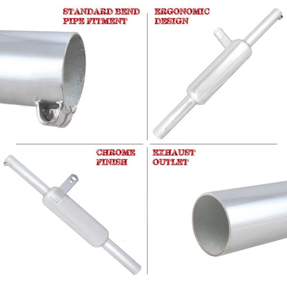 Indori Model Silencer with Bush Compatible for BS3 and BS4 Model Royal Enfield Bullet 350cc and 500cc (Chrome)