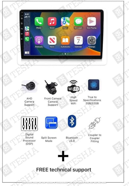 TESHA. 9" Android Car Stereo/Headunit for car/Capacitive Touch Screen/GPS + Steering Control Module/HD Screen (2/32GB Carplay + Front & Back Camera)