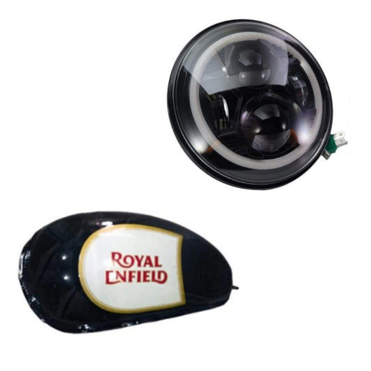 Royal Enfield 350 Petrol Tank BS3 with Smart LED 7inch Headlight 75-110W-12V (Original HJG Minus DRL Headlight for RE all models