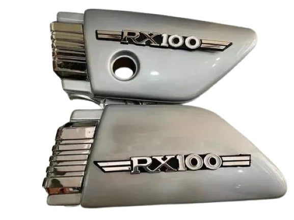 YAMAHA RX100 RX135 FUEL TANK COMPLETE BODY KIT SIDE PANEL SET SILVER ragillyspare