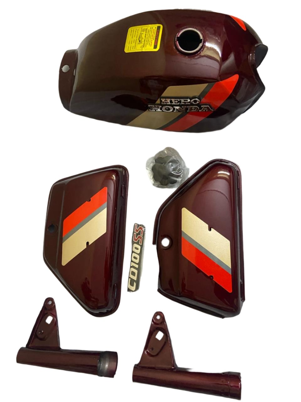 Hero Honda CD100SS Petrol Tank & Lock Kit (Maroon - Wine Red)