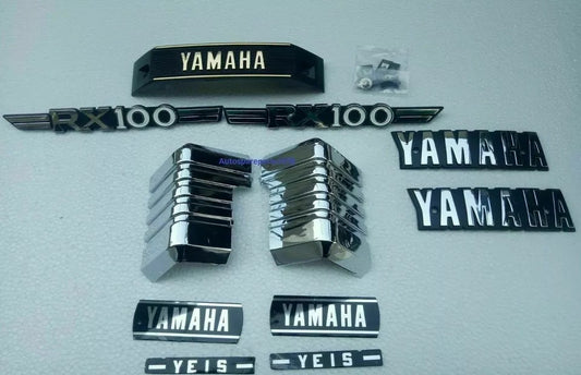 Yamaha RX100 Tank & Side Cover 3D Chrome Emblem Logo Monogram Kit