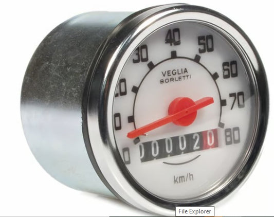 Fit for Speedometer Vespa V50 S, roundwithe numberplate, -80km/hØ:48mm, without mounting-material