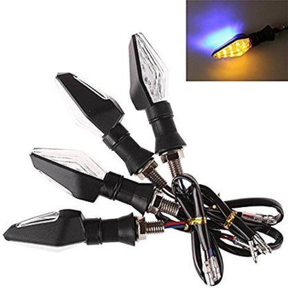 4pc Motorcycle Bike 12 LED Turn Signal Indicator Light Dual Color Blue and Amber For Bike Bike