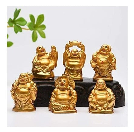 Cute Small Mini Size Poly-Resin Laughing Buddha Idol Statue for Money Wealth and Good Luck Car Dashboard and House Entrance Home Decor