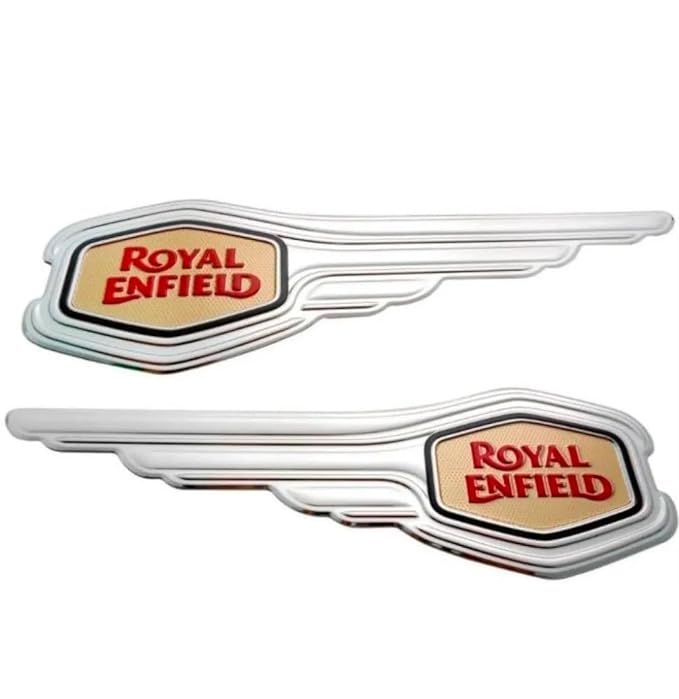 Gate 7 Petrol Tank Fuel Tank Monogram Logo for Royal Enfield Bullet Standard 350 cc (Set of 2, Golden Colour)