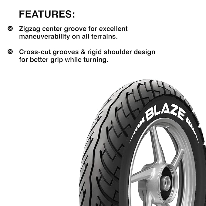 JK Tyre Blaze BA21 90/90 -12 Tubeless Bike Tyre, Rear