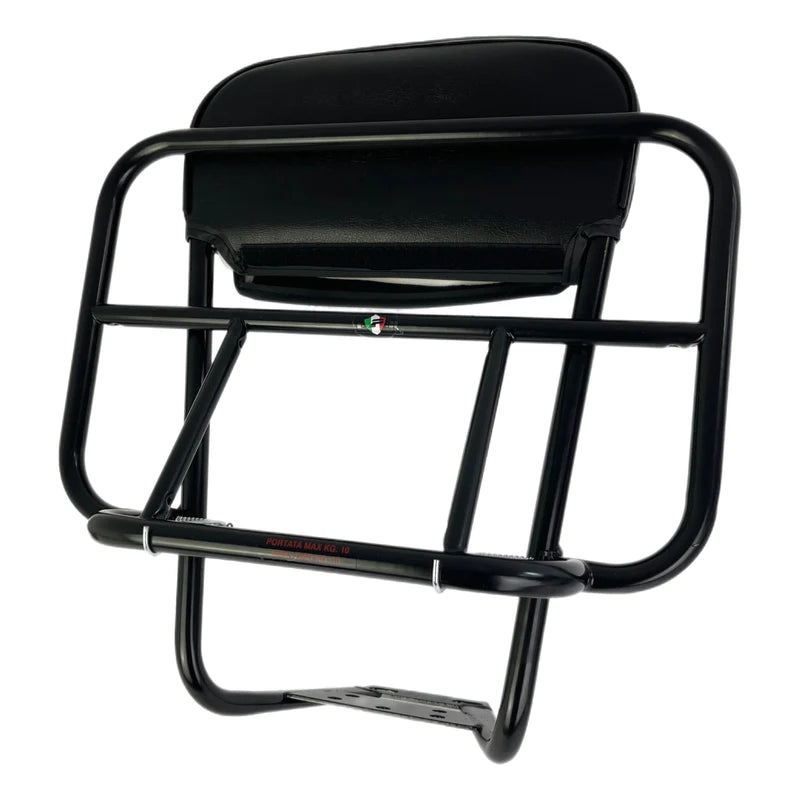 Vespa Px Pe T5 Lambretta Series 1 2 3 Backrest & Rear Carrier Cuppini 2 In 1 Universal - Black