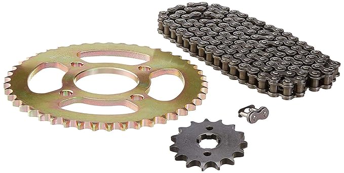 Uno Minda CH-4002 Quadra Rivet Chain & Alloy Steel Hardened Sprockets Chain & Sprocket Kit - R428H SIZE-126L / 15T / 43T(4H) for Honda Univorn New (Alloy Wheel)