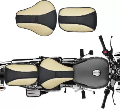 ANK BULLET Diamond Cut Design Seat Cover with Tank Cover + Back Rest Foam Combo Set for Classic 350/500cc