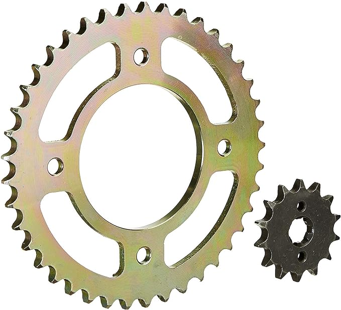 Uno Minda CH-4005 Quadra Rivet Chain & Alloy Steel Hardened Sprockets Chain & Sprocket Kit - R428 SIZE-118L / 14T / 41T(4H) For Honda Dream Yuga 110, Livo 110