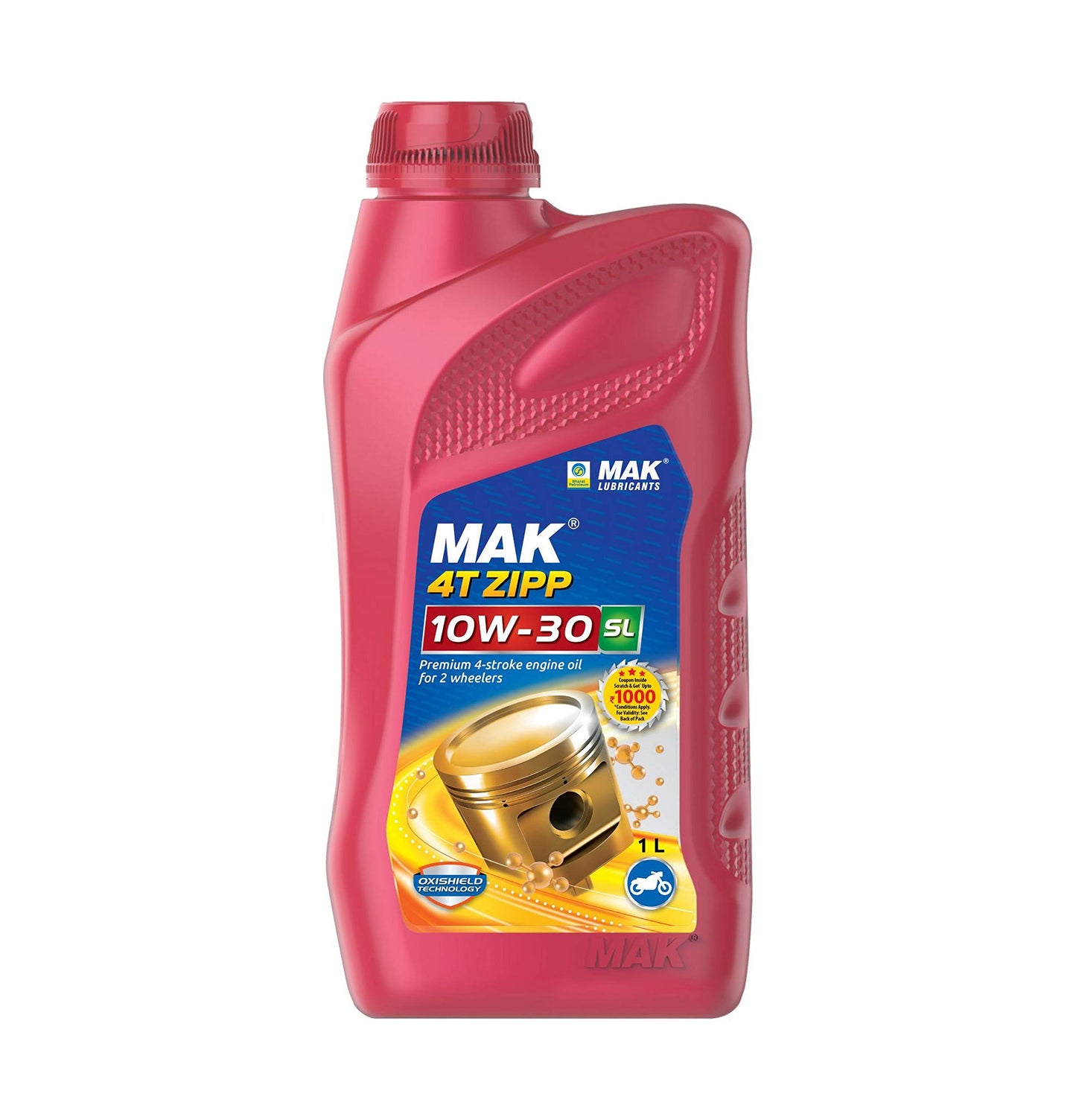 MAK Lubricants 4T Zipp API SL 10W-30 Engine Oil for Bikes(1L)