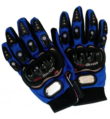 Probiker FULL FINGER LEATHERITE MOTORCYCLE RIDING GLOVES FOR MEN (BLUE WITH BLACK,M, L, XL, XXL)